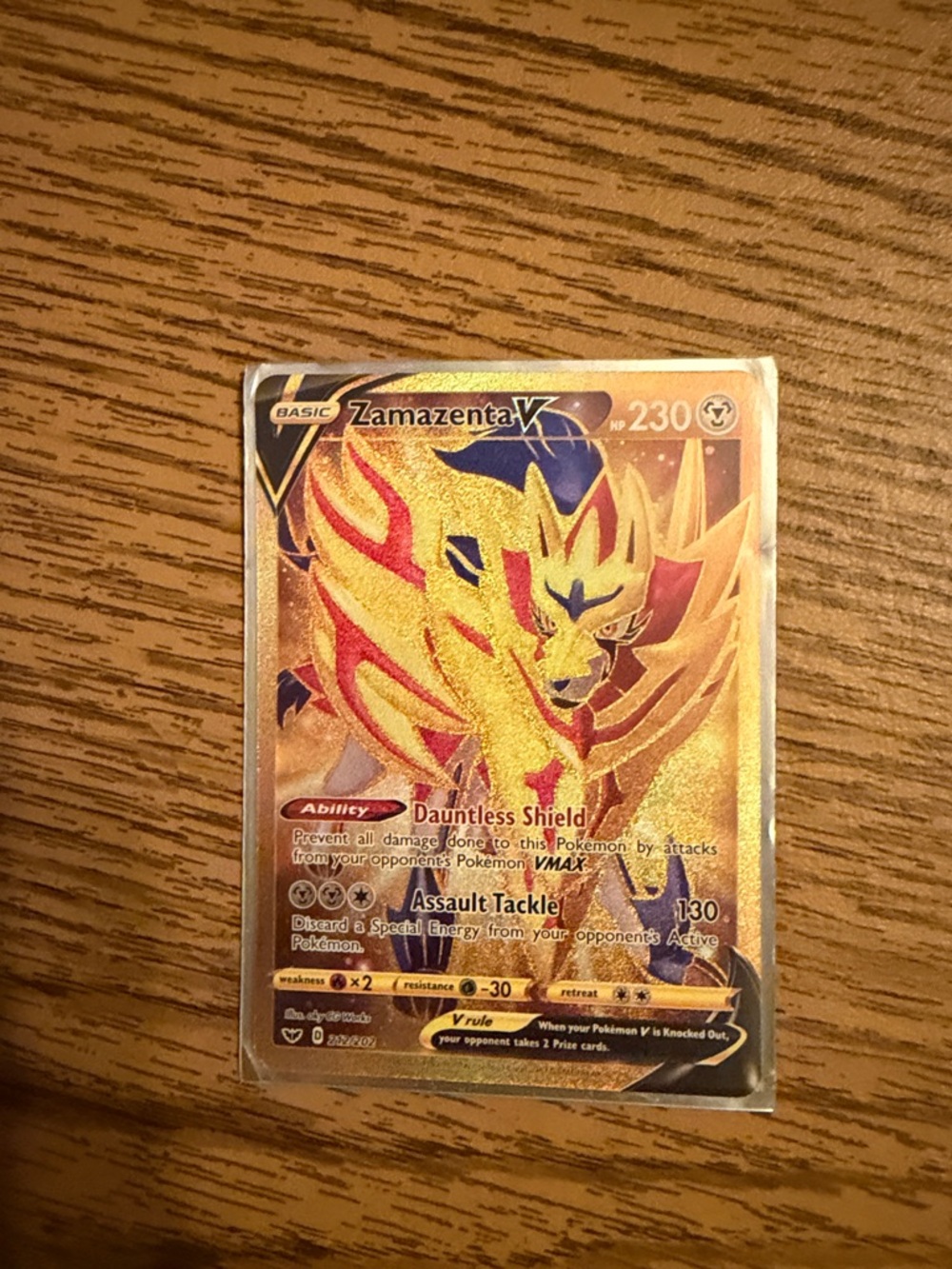 Pokemon Zamazenta V Holo Card - Gold, Red, Blue